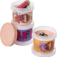 Kit 3 Potes Empilháveis Lillo Stitch - Plasútil