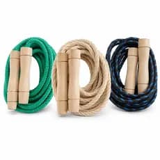 Corda de Pular Fitness 1,80 a 5m - Treino e Academia - Todas as Idades - Nylon/Seda/Sisal - Punho Madeira