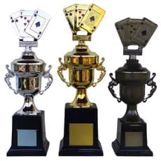 Troféu Truco Baralho Naipe Cartas Brilhante Para Campeonatos e Premiações Opções Individual ou Kit