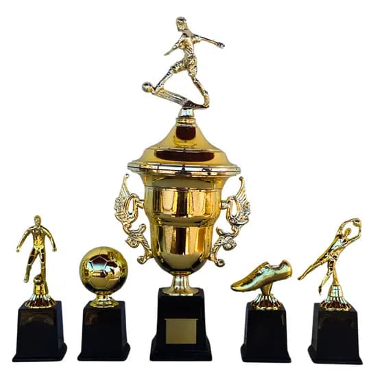 Trofeu Kit Completo Campeonato Premiação de Futebol Rico em Detalhes Pesado Brilhante Pronta Entrega - Envio Rapido