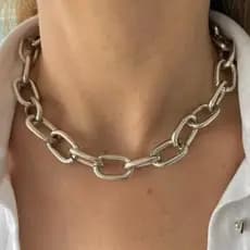 Colar Choker gargantilha corrente Elos Feminino Prata Ou Dourado