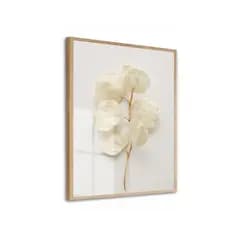Quadro Decorativo Flores Brancas Botânico Moderno Sala Casa Quarto Hall 40x60cm Com Moldura e Vidro