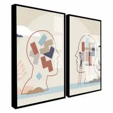 Quadro Decorativo Profissão Psicologia para Consultório 2 Peças Vidro