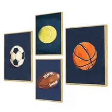 Quadro Decorativo Menino para Quarto Infantil Bolas Futebol Basquete