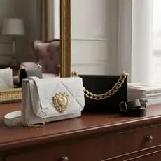 Kit 2 Bolsas Feminina Coração e Bolsa de Mão  e Transversal Bordada