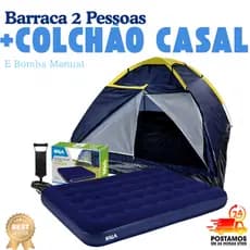 Barraca De Acampamento 2 Pessoas Impermeavel Kit Colchao Casal Inflavel Com Bomba
