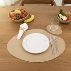 Kit 8 Jogo Americano Sousplat de Couro com Porta Copos para Mesa Jantar Premium