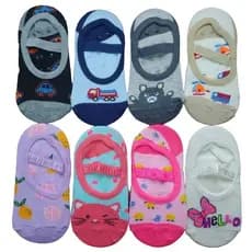 Kit 6 Pares de Meia Antiderrapante Infantil Modelo Sapatilha Para Meninas e Meninos Não Escorrega