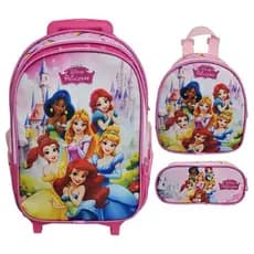 KIT MOCHILA ESCOLAR INFANTIL PRINCESAS COM RODINHAS / KIT MOCHILA + LANCHEIRA+ ESTOJO/MOCHILA MENINA KIT MOCHILA 2026