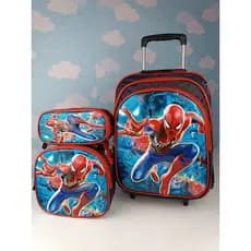 KIT MOCHILA ESCOLAR INFANTIL MENINO HOMEM ARANHA/ SPIDER MAN/COM RODINHAS/KIT MOCHILA+LANCHEIRA+ESTOJO/MODELO 2026 EM 3D