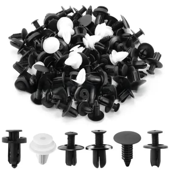 kit 100 Pçs Misto de Grampos e Presilhas Automotivas Universal 90% dos modelos de carros