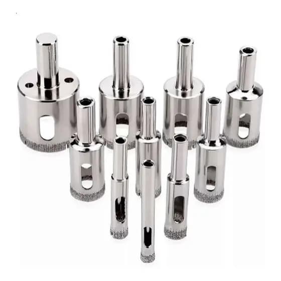 Kit Jogo 10 Brocas Serra Copo Diamantadas Para Vidro Mármore Piso Cerâmicas De 6mm a 30mm