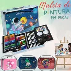 Maleta De Pintura Infantil Kit Artes 144 peças Educativo Escola Férias Papelaria Criança