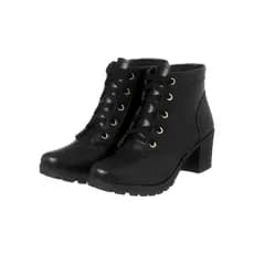Coturno Botinha Sintético Cano Curto Saltinho Feminino Macia