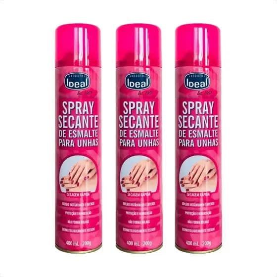 Kit 3 Spray secante de esmalte Secagem rápida das unhas