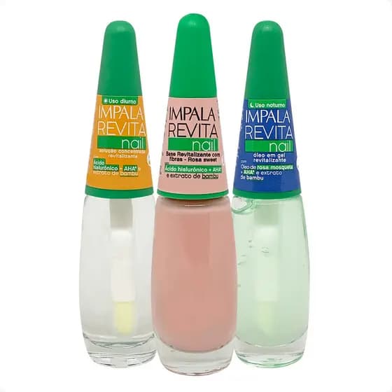 Kit Base Revitalizante de unhas Impala Rosa Diurno Noturno