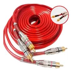 CABO RCA AUTOMOTIVO 5 METROS DUPLA BLINDAGEM ETECH VERMELHO