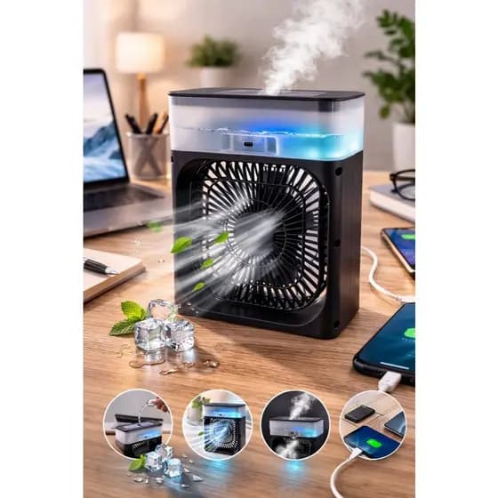 Ventilador Climatizador Portátil USB - Preto