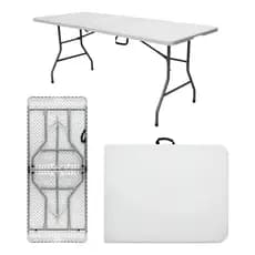 Mesa Dobrável Vira Maleta Com Alça Portátil 1.80m Mesa Picnic Branca Para Camping Jardim Praia Pesca