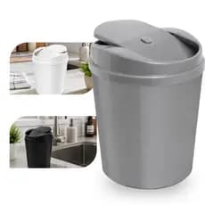 Lixeira Banheiro 5 Litros Cozinha Redonda Basculante ou Click Cinza Branca Preta