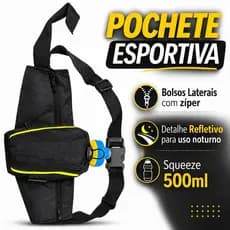 POCHETE ESPORTIVA COM ESQUEEZE 500ML CORES SORTIDAS