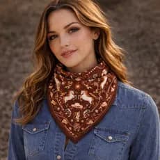 Lenço Country Western Feminino Sedinha 70x70cm – Estampado bandana, Moda, Pescoço e Cabeça
