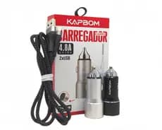 Carregador Veicular 12v TURBO 2 Portas USB 4.8A Cabo Lightning Móvel  KA-C101-5G