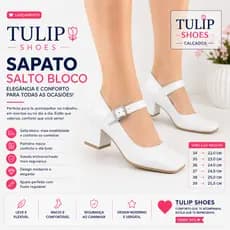 Sandalia Feminina Sapato Fechado Social Verniz Branco Casual de Saltinho Baixo