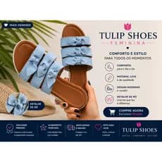 Rasteira Feminina Azul Três Lacinhos Chinelo Slide Tratorada