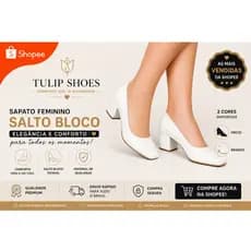 Sapato Feminino Fechado Social Saltinho Baixo Praticidade Cores Básico
