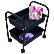 Carrinho Porta Esmalte e Auxiliar Manicure - 2 Bandejas Profissional Premium