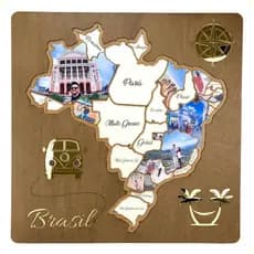 Quadro Colecionador De Viagens Mapa Do Brasil Para Viajantes 60X60cm