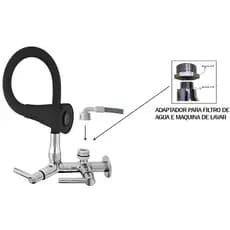 Torneira Duplo Jato  Flexível abs com Adaptador para Filtro de Água e Máquina de Lavar