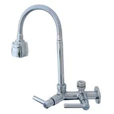 Torneira Gourmet Cromada de Parede Cozinha Móvel em ABS com Saída para Filtro e Máquina Lava Louças ou Roupas 3/4