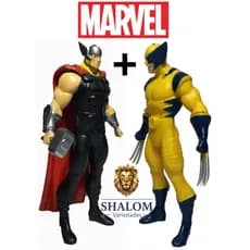 Kit 2 Bonecos Vingadores Thor e Wolverine Marvel 9,5cm Brinquedo Infantil Presente Coleção