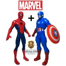 Kit 2 Bonecos Colecionáveis Homem Aranha e Capitão América 9,5cm Vingadores Marvel