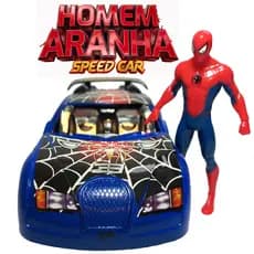 Kit Boneco Homem Aranha 9,5cm Com Carro Speed Car Brinquedo Infantil Presente Menino