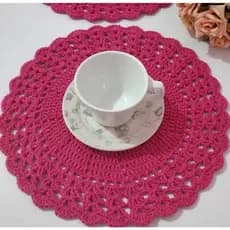 Sousplat De Crochê Rosa