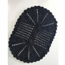 Tapete de Crochê Preto - Oval Multiuso - Tapete em Crochê - Artesanato