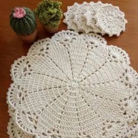 Sousplat De Crochê Cru - Decoração