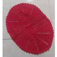 Promoção - Tapete de Crochê Vermelho - Oval Multiuso - Tapete em Crochê - Artesanato