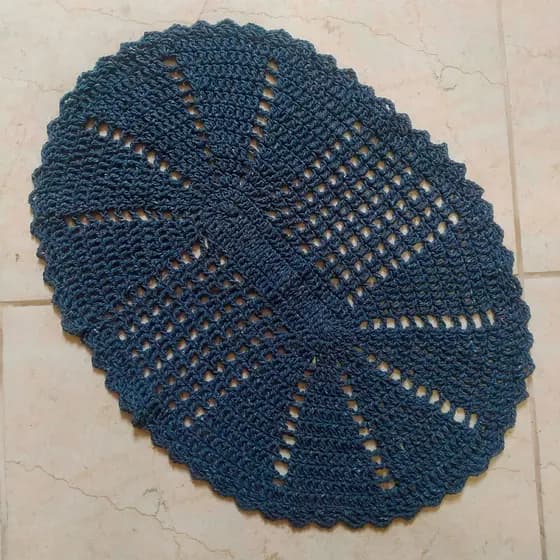 Promoção - Tapete de Crochê Chumbo - Oval Multiuso - Tapete em Crochê - Artesanato