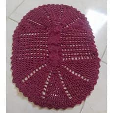 Promoção - Tapete de Crochê Bordô - Oval Multiuso - Tapete em Crochê - Artesanato