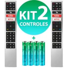 Kit Controle Remoto Compatível Tv Aoc Smart 4k Led Botão Youtube Netflix