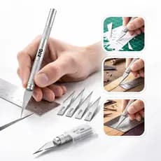 Estilete De Precisão Profissional Bisturi com 5 Lâminas Artesanato