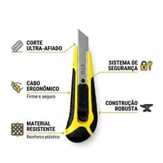 Estilete Profissional Com Trava De Segurança 18mm Emborrachado