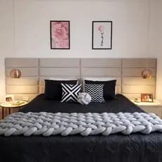 Peseira Nó Escandinavo 1,30m para Cama Solteiro | Manta Decorativa Moderna e Aconchegante