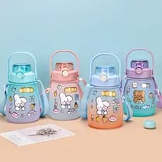 Garrafa Para Água Suco Infantil 1,300 ML Com Adesivos, Alça e Trava Menino Menina