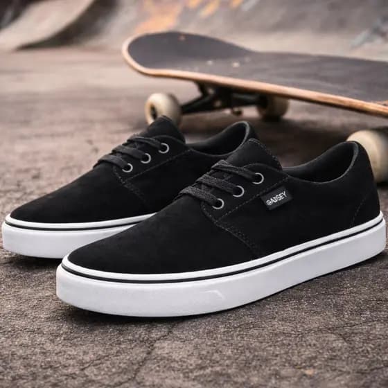 Tênis Skate Masculino Camurça Skatista Preto Confortável