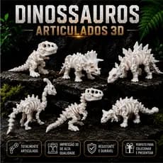 Kit 6 Dinossauros Esqueletos Articulados Decorativos para Crianças Presente para Meninos e Meninas